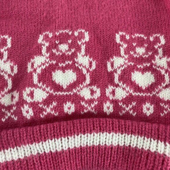 Handmade Teddy Bear Hearts Sweater Size 24M - Picture 3 of 4